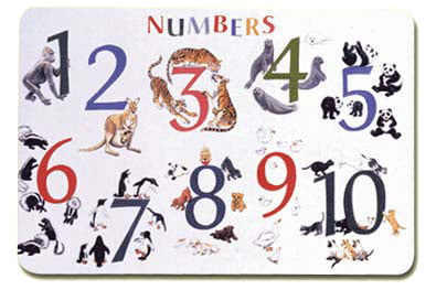 Numbers/Animals Placemat